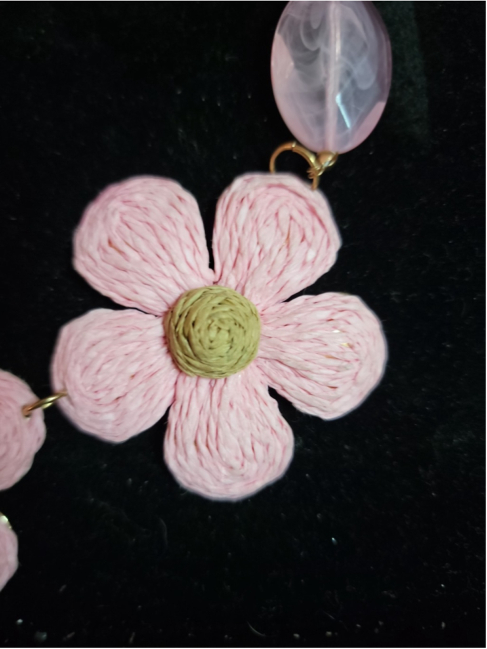 Pink Floral Statement Necklace Beaded Flower Necklace Cottagecore Spring Jewelry - Picture 2 of 12